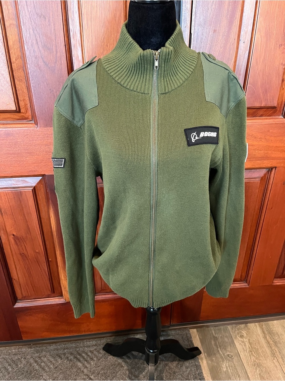 Red Canoe Boeing Flight Cardigan Full Zip Sweater - Army Olive Green Men’s Sz M